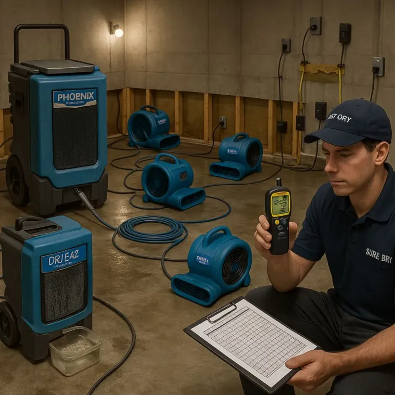 Structural Drying and Dehumidification process in Galva, IL